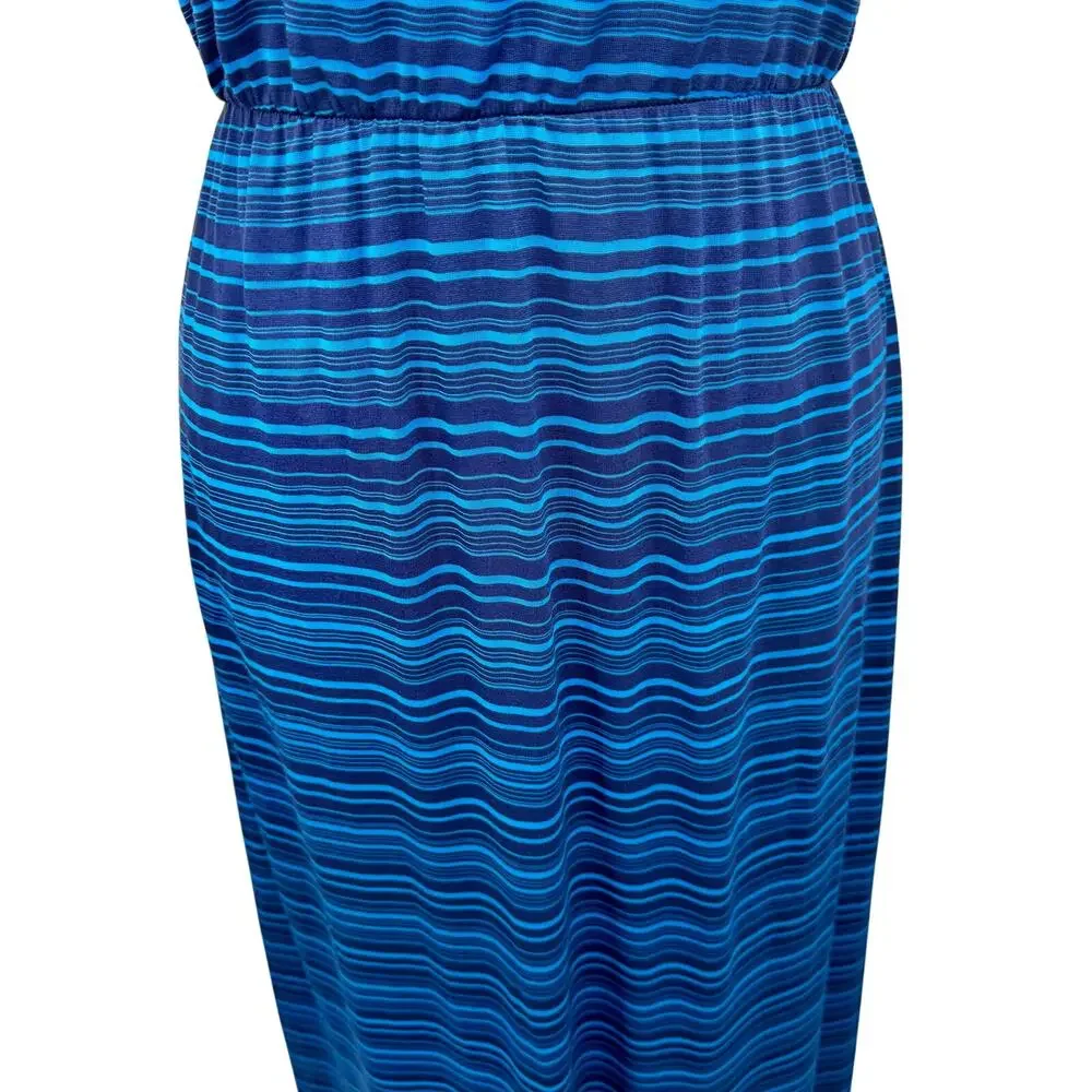 Lauren Conrad Womens Blue Striped Racerback Maxi Dress Size Small Casual Resort